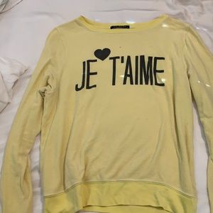 Yellow “Je T’Aime” wild fox sweat shirt